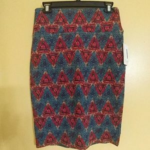 NWT LuLaRoe Teal, Red, Blue Cassie Pencil Skirt S 6-8